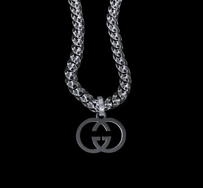 Clear GG pendant cuban chain