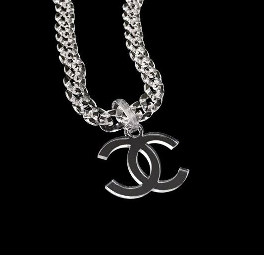 Clear CC pendant cuban chain