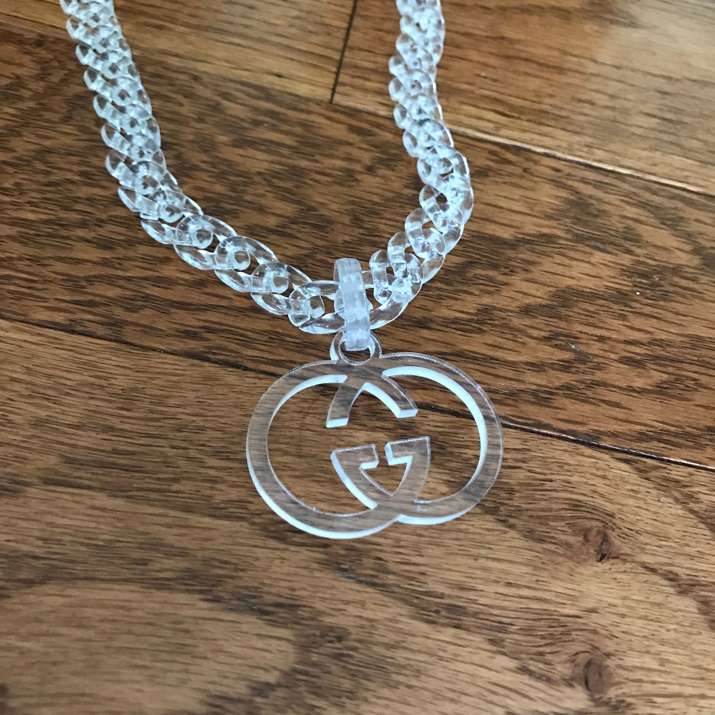 Clear GG pendant cuban chain