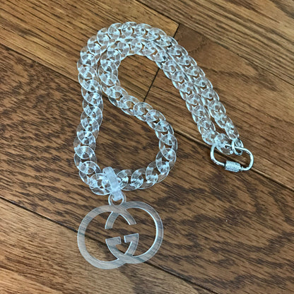 Clear GG pendant cuban chain